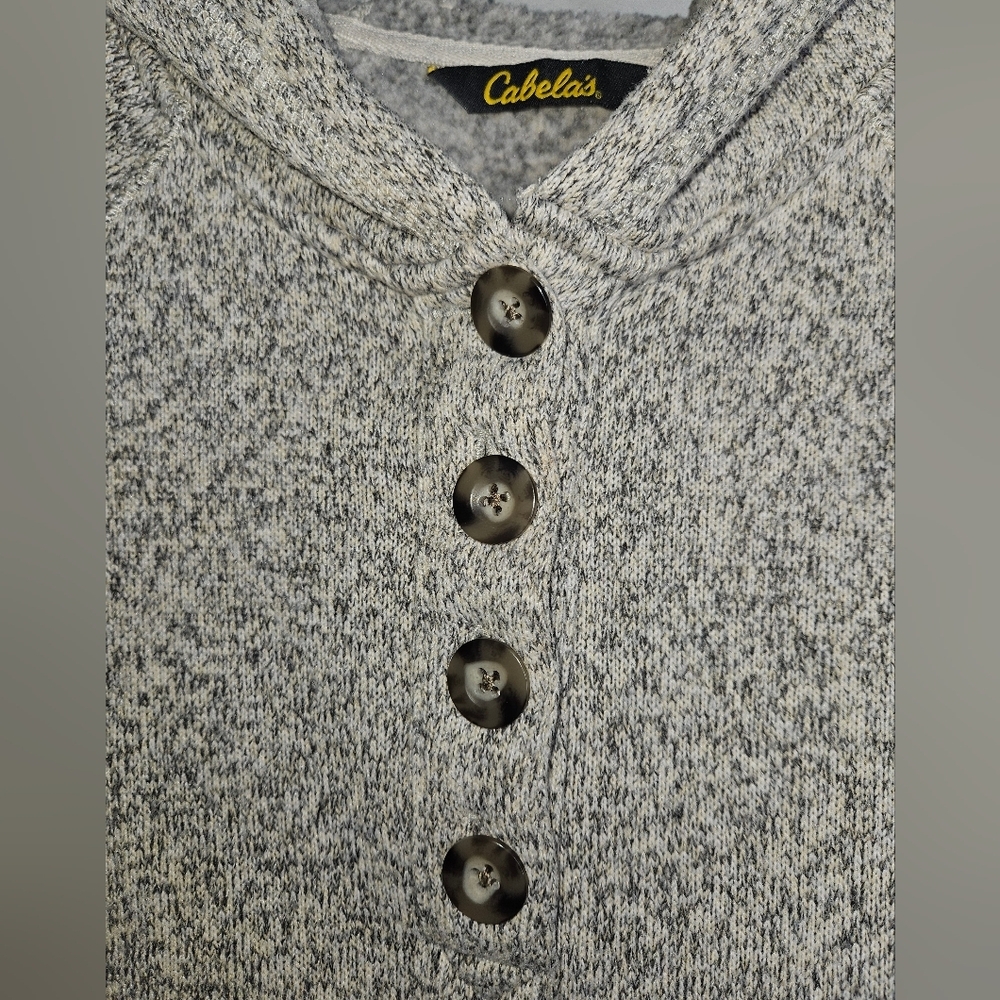 Cabela’s Grayish Beige Fleece Henley Hoodie, Size Small, GUC - Picture 3 of 10